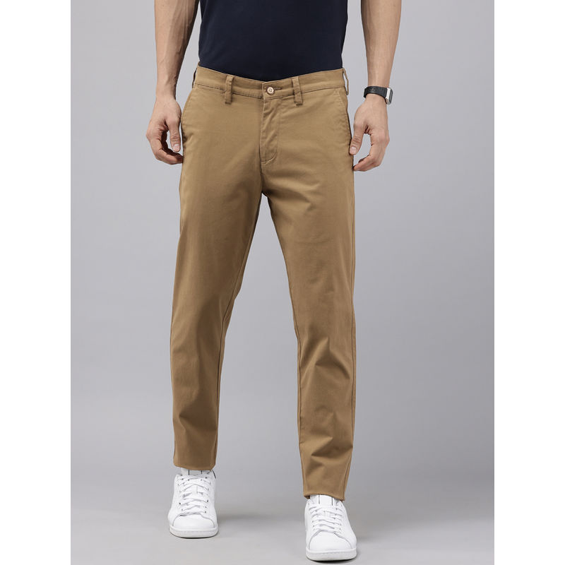GENIPS Mens Brown Cotton Caribbean Slim Fit Trouser (36)