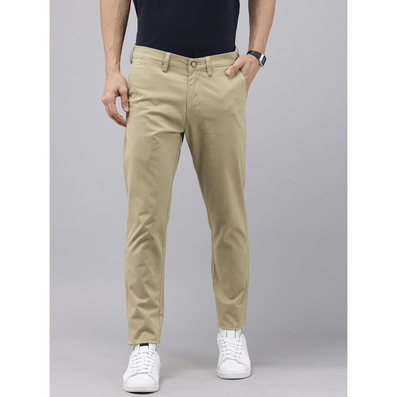 GENIPS Mens Beige Cotton Caribbean Slim Fit Trouser (30)