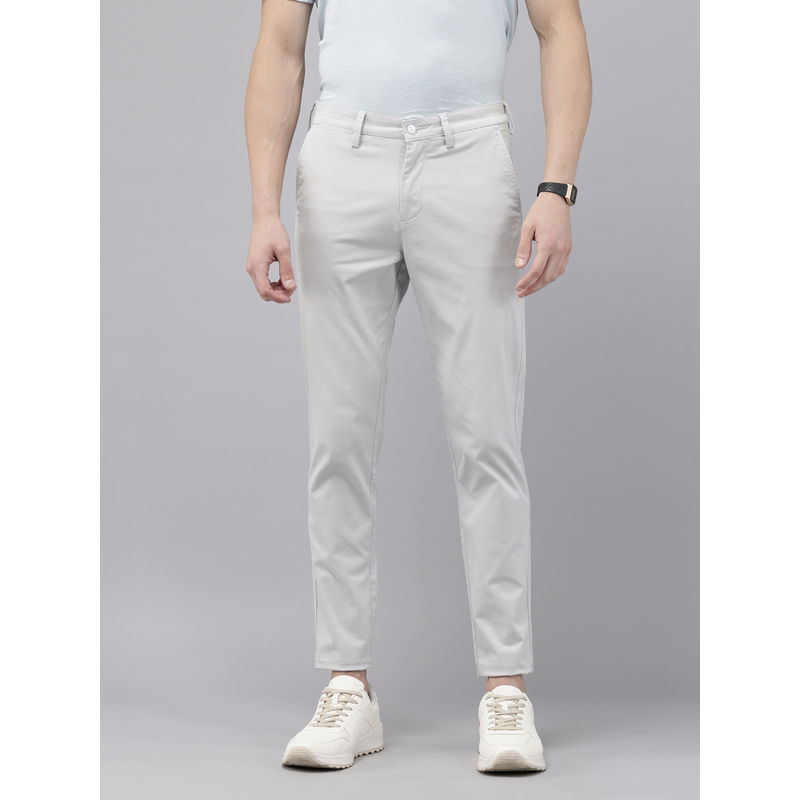 GENIPS Mens Grey Cotton Caribbean Slim Fit Trouser (30)