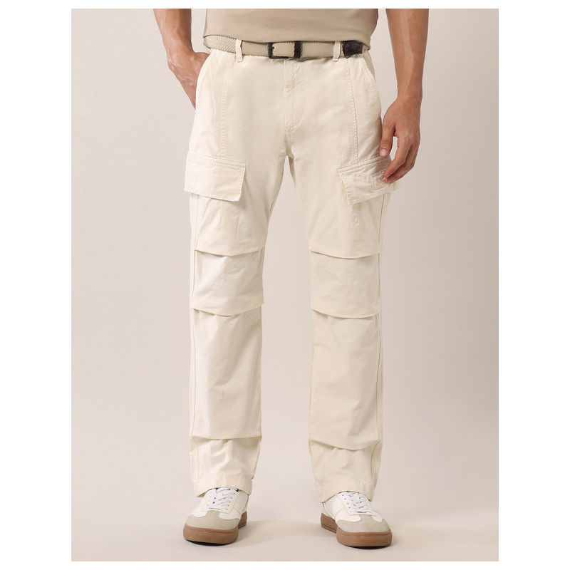 U.S. Polo Assn. Denim Co. Off White Mid Rise Straight Fit Twill Cargo (38)