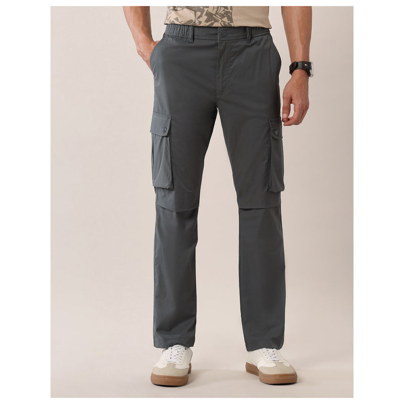 U.S. Polo Assn. Denim Co. Grey Mid Rise Solid Straight Fit Cargo (32)