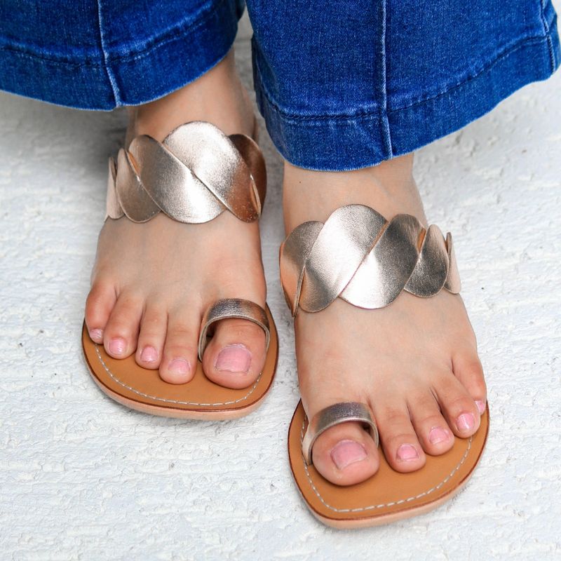 SANDALWALI Meher Plain Rose Gold Flats (EURO 36)