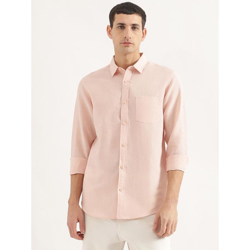 United Colors of Benetton Men Regular Fit Collar Neck Solid/Plain Pink Shirt (3XL)