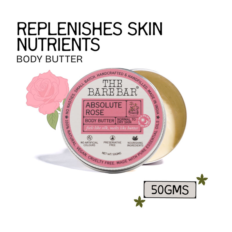 The Bare Bar Absolute Rose Body Butter - Rich rose hydration for soft, healthy skin