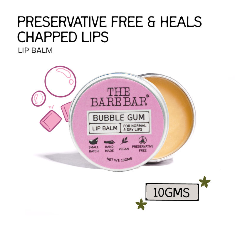 The Bare Bar Bubble Gum Lip Balm - Softening Formula for Damaged & Chapped Lips