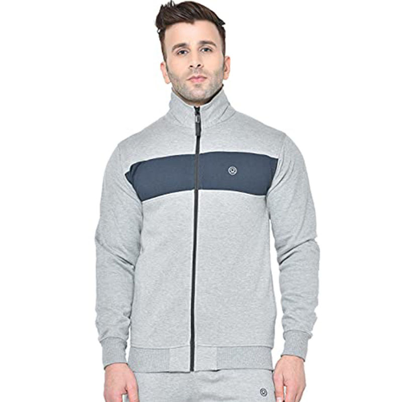 Chkokko Light grey Men Winter Sports Running Zipper Jacket (S)
