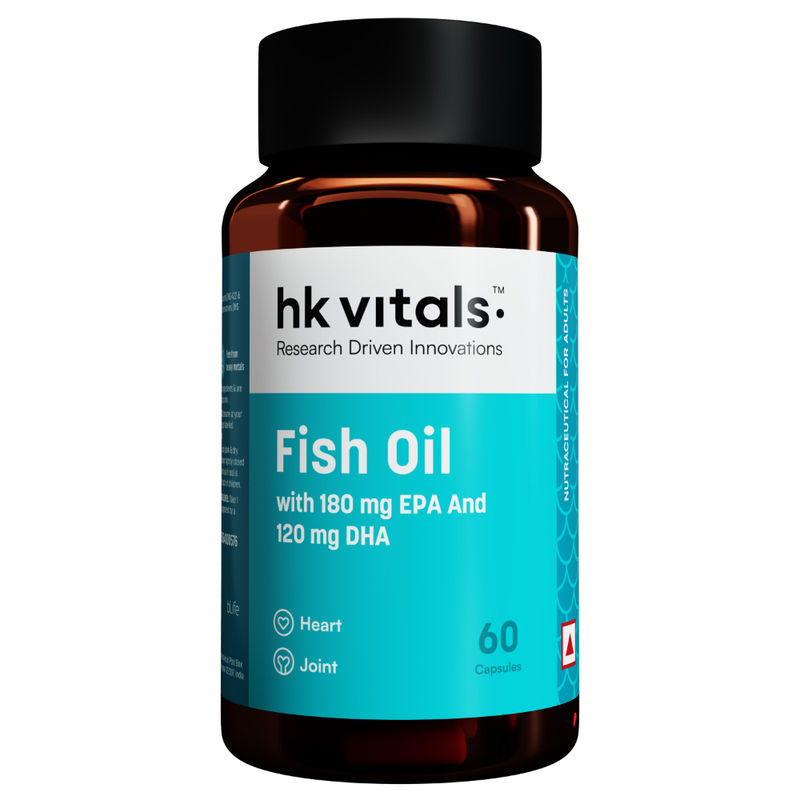 HealthKart HK Vitals Fish Oil 1000mg Omega 3 with 180mg EPA & 120mg DHA Capsules - For Men And Women