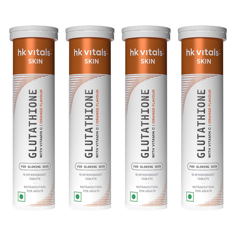 HealthKart HK Vitals Glutathione With Vitamin C Effervescent Tablets - Orange (Pack Of 4)