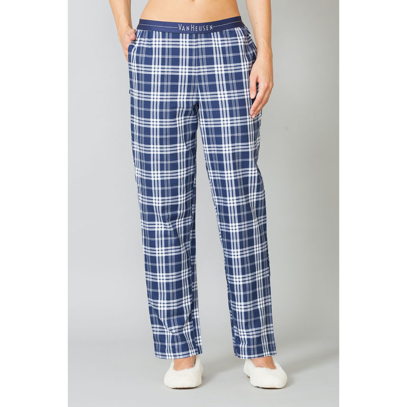 Van Heusen Women Functional Pocket & Plush Back Elasticized Waistband Lounge Pyjamas - Blue (S)
