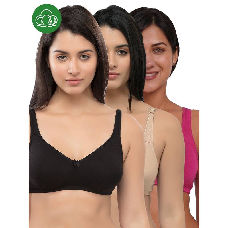 Inner Sense Organic Cotton Antimicrobial Seamless Side Support Bra (Pack of 3) (32B)