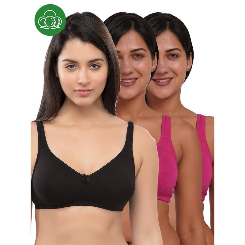 Inner Sense Organic Cotton Antimicrobial Seamless Side Support Bra (Pack of 3) (32B)