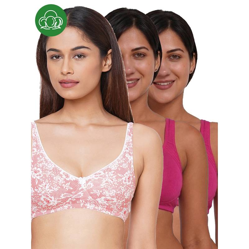 Inner Sense Organic Cotton Antimicrobial Seamless Side Support Bra (Pack of 3) (32B)