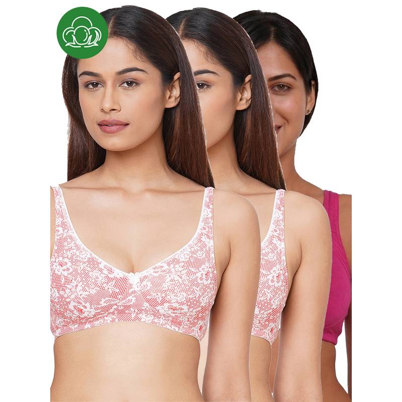 Inner Sense Organic Cotton Antimicrobial Seamless Side Support Bra (Pack of 3) (32B)