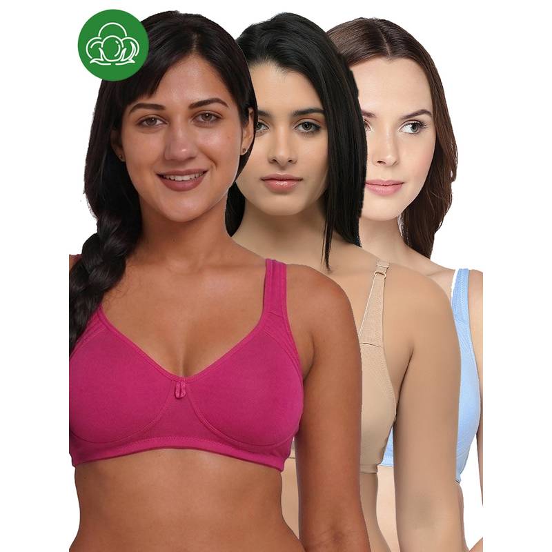 Inner Sense Organic Cotton Antimicrobial Seamless Side Support Bra (Pack of 3) (32B)
