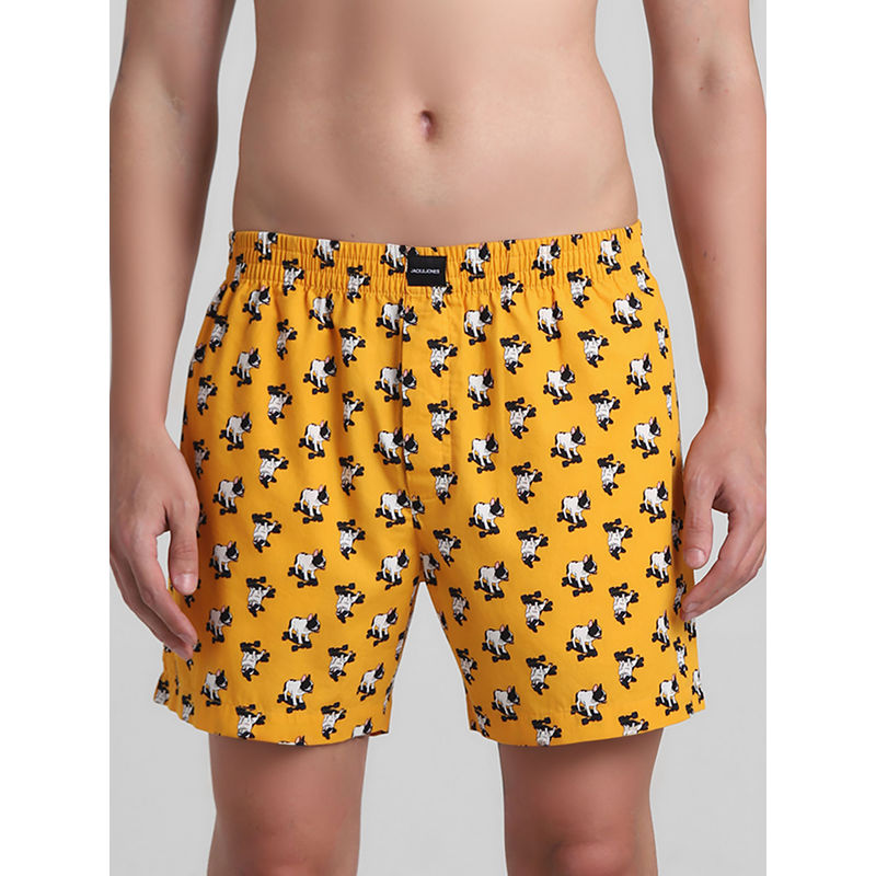 Jack & Jones Men Graphic Print Orange Boxer (M)