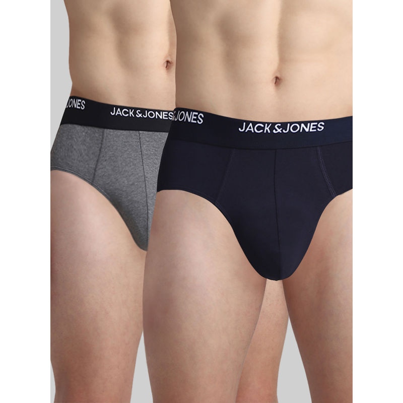 Jack & Jones Men Solid Multicolor Brief (Pack of 2) (XL)