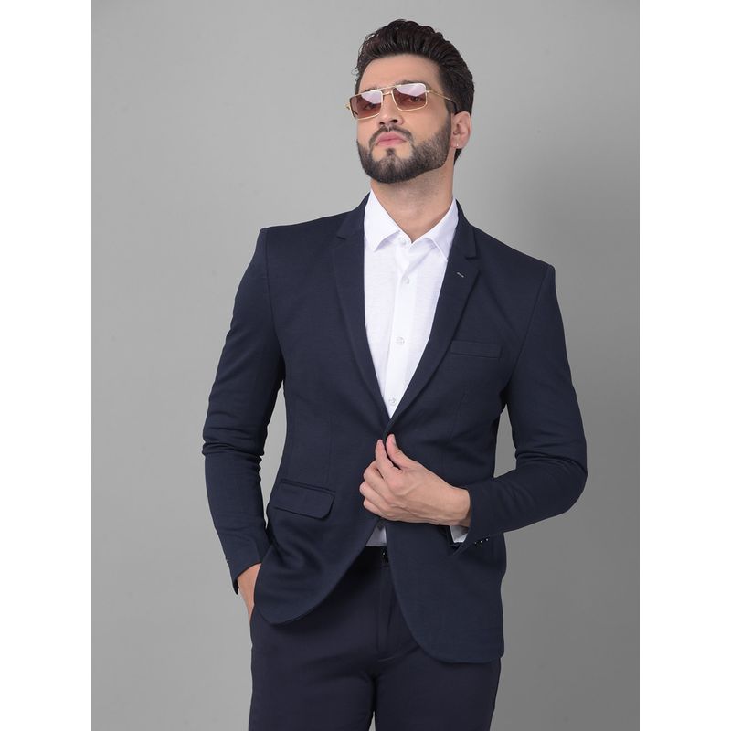 CRIMSOUNE CLUB Men Navy Blue Single Breasted Blazer (M)