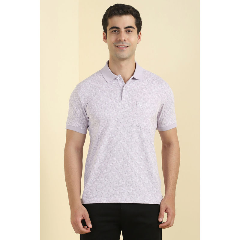 Allen Solly Men Lavender Polo Neck Printed T-shirt (S)