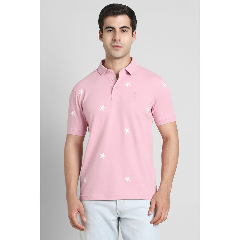Simon Carter Men Pink Printed Polo T-shirt (M)