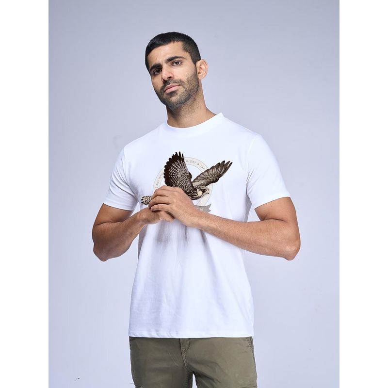 Aero Armour Mighty Falcon White Graphic T-Shirt (M)