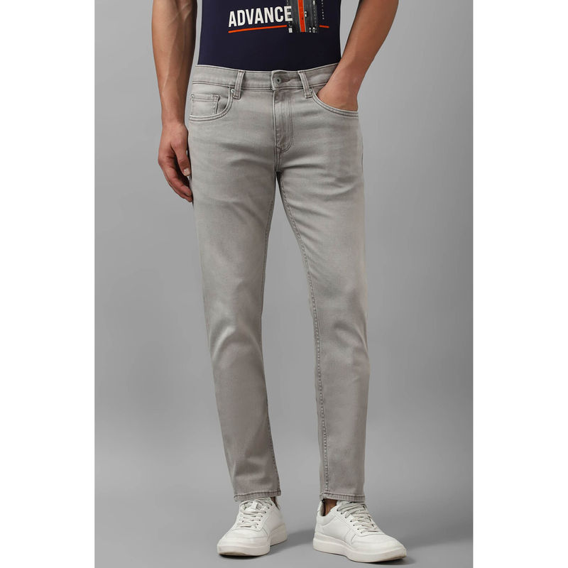 Louis Philippe Men Grey Mid Slim Fit Jeans (32)