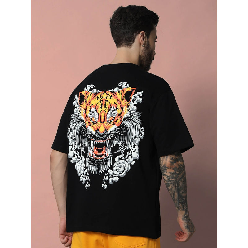 WEARDUDS Leo Puff Print Oversized T-Shirt -Black (S)