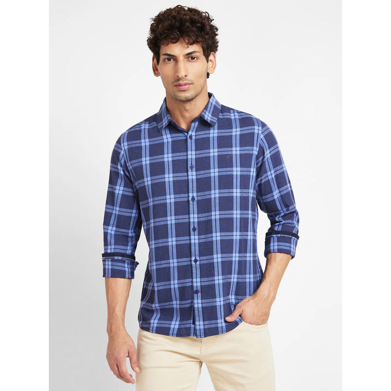 Being Human Men Navy Blue Casual Slim Shirt (2XL)