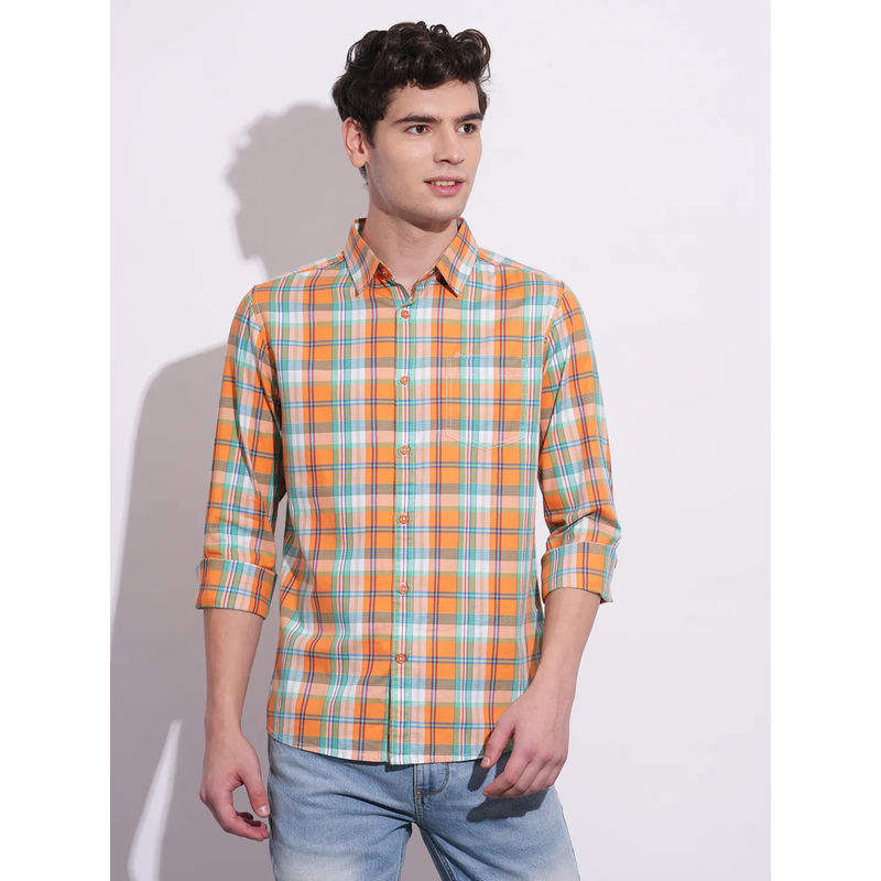 Being Human Men Orange Casual Regular Shirt (2XL)