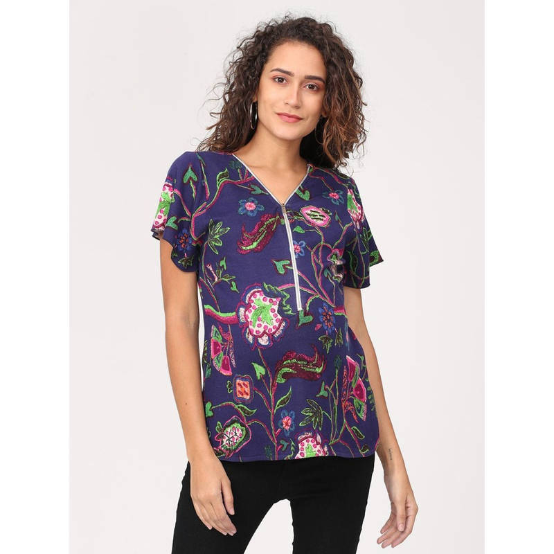 The Mom Store Women Multi-Color V-Neck Maternity Top (S)