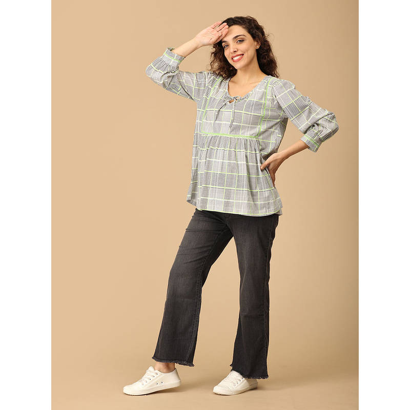 The Mom Store Women Green Round Neck Maternity Top (M)