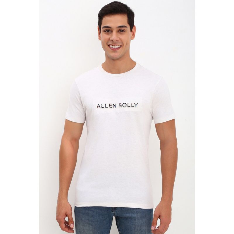 Allen Solly Men White Solid Casual T-Shirt (L)