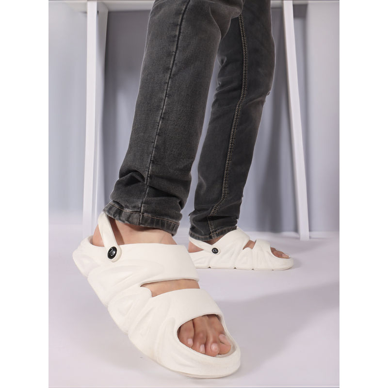 Carlton London Men Lightweight Adjustable Strap Comfortable Sandals White (EURO 44)