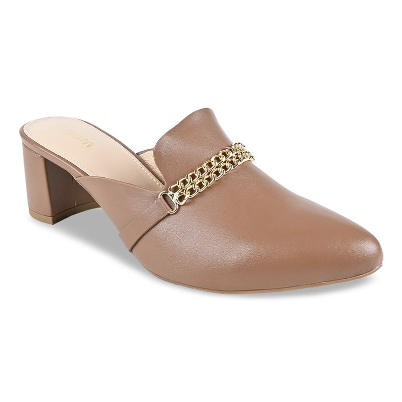 ROCIA Regal By Taupe Women Solid Chain Embellished Mules (EURO 39)