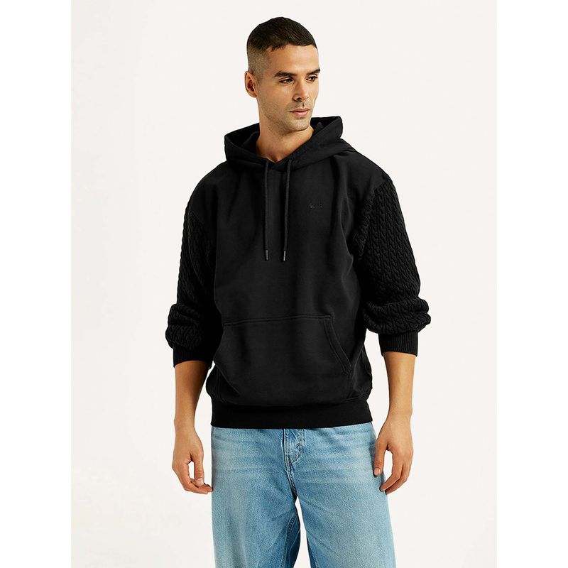 Levi's Men Knitted Black Full Sleeves Hoodie (M)