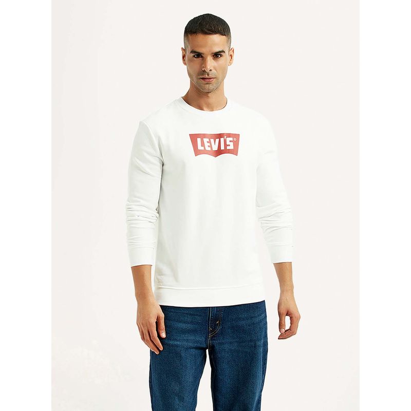 Levi's Men Brand Logo White Slim Fit Sweatshirt (M)
