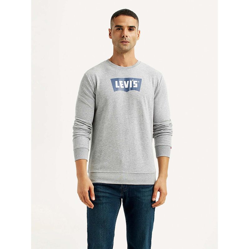 Levi's Men Brand Logo White Slim Fit Sweatshirt (S)