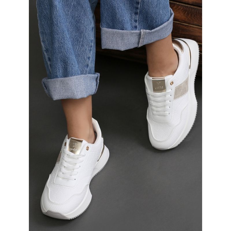 Yoho Gold Comfortable and Stylish Tinsel Sneakers for Women (UK 3)