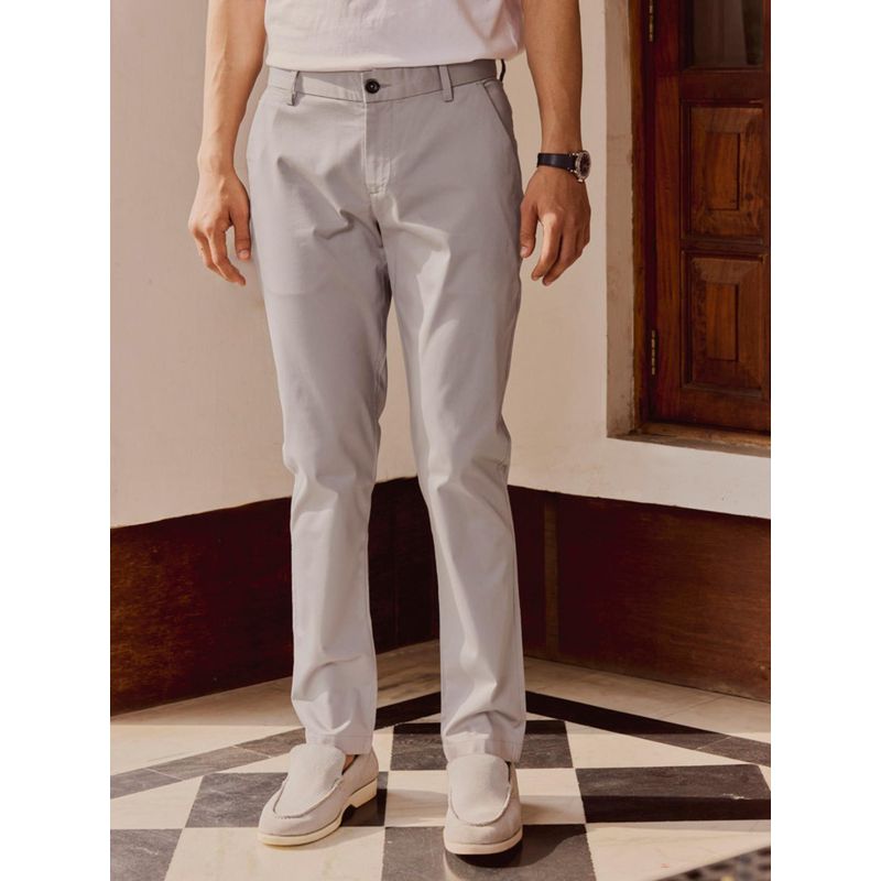Andamen Mens Grey Casual Cotton Blend Regular Fit Chinos (31)