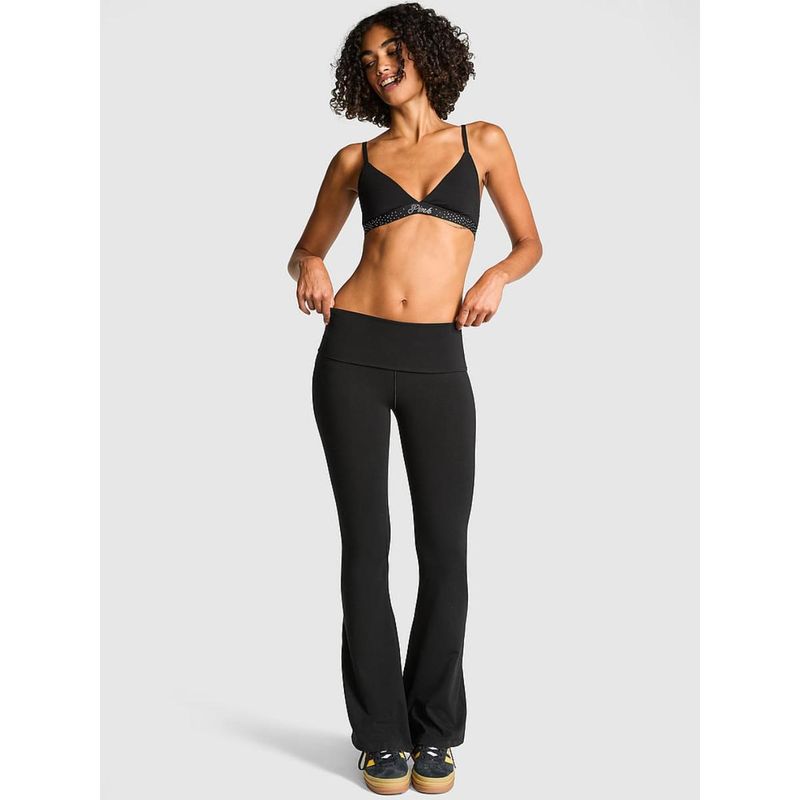 Victoria's Secret Black All-Day Cotton Fold Over Flare Pants (S)