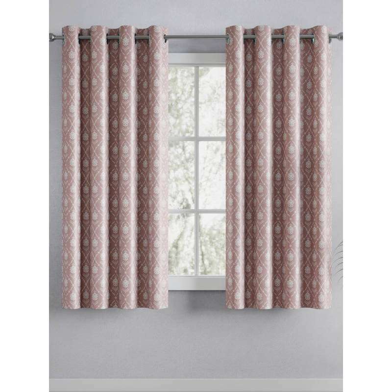 Haus & Kinder Cotton Printed Manor Blush Pink Window Curtains (Pack Of 2) (5 Feet)