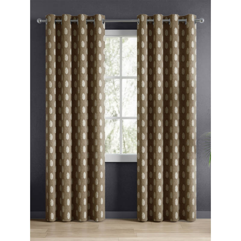Haus & Kinder Jacquard Feather Fern Moss Brown Door Curtains (Pack Of 2) (7 Feet)