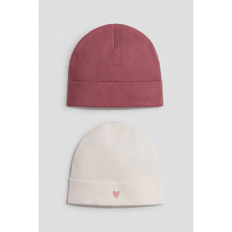 H&M Unisex Multi-Color 2-Pack Cotton Beanies (0-2 Months)