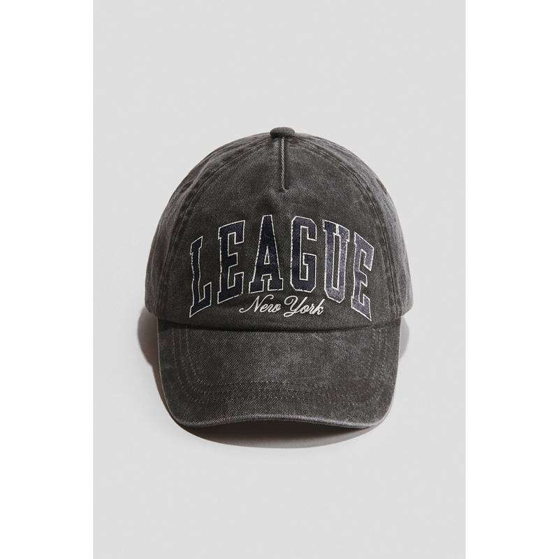 H&M Boys Grey Motif-Detail Cotton Cap (3-6 Years)