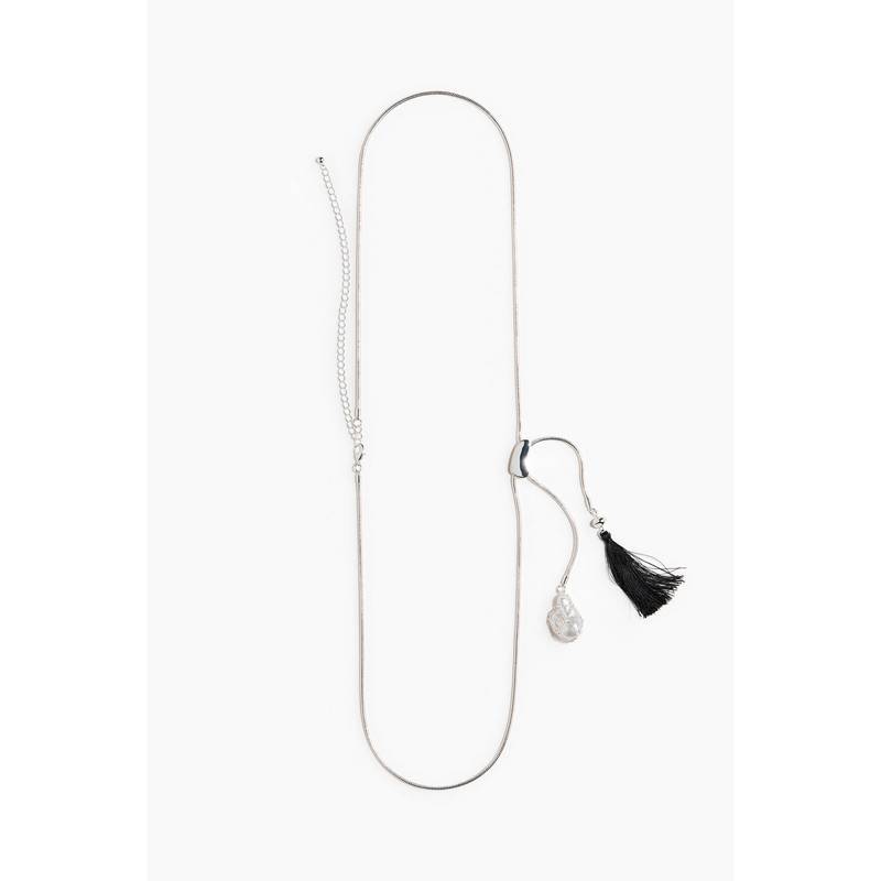 H&M Women Silver Pendant-Detail Chain Necklace (XS/S)