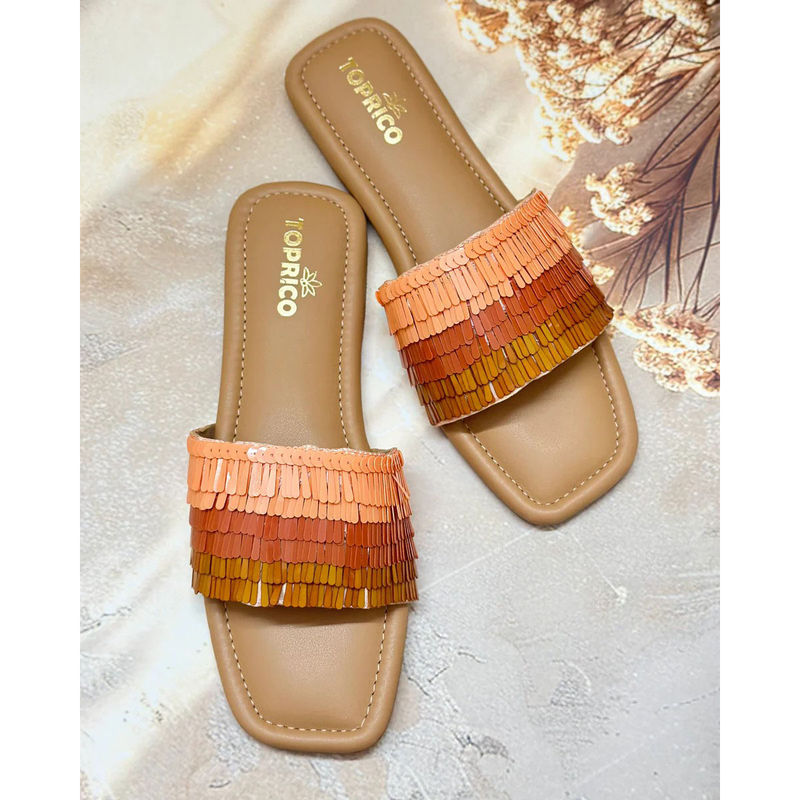 Toprico Pixie Pastels Beads Embroidered Tan Flats (EURO 38)