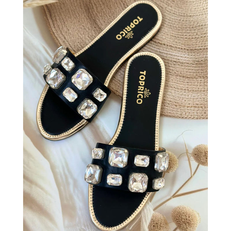Toprico Crystal Bling Black Flats (EURO 37)