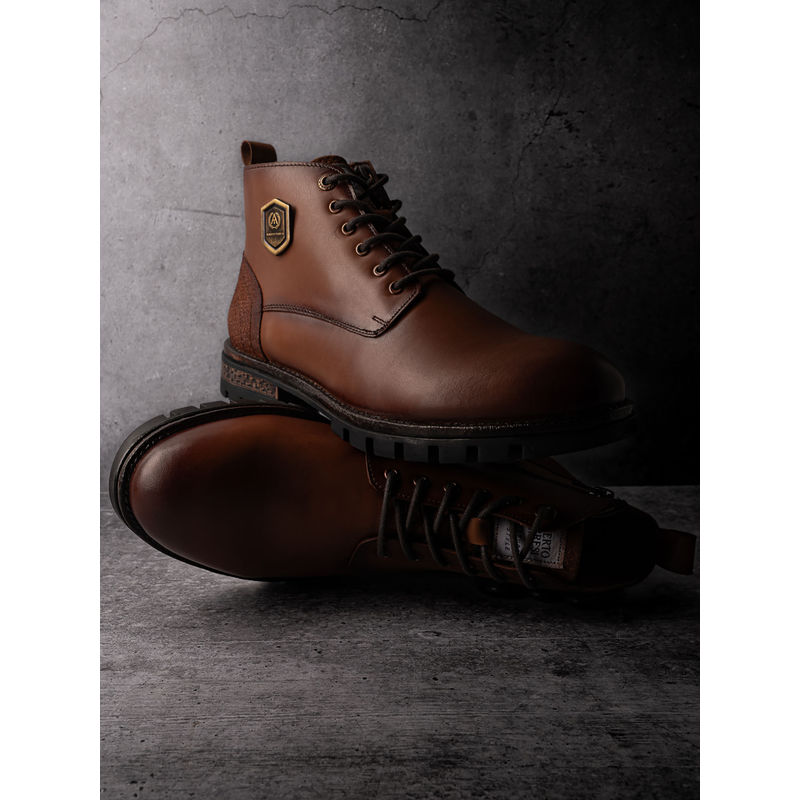 Alberto Torresi HEADON Series Devl553 Pure Grain Leather Ankle Tan Chukka Boots For Men (EURO 44)