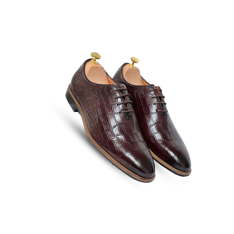 Vantier Shoes Brown Bruno Oxford Croc Shoes (UK 5)