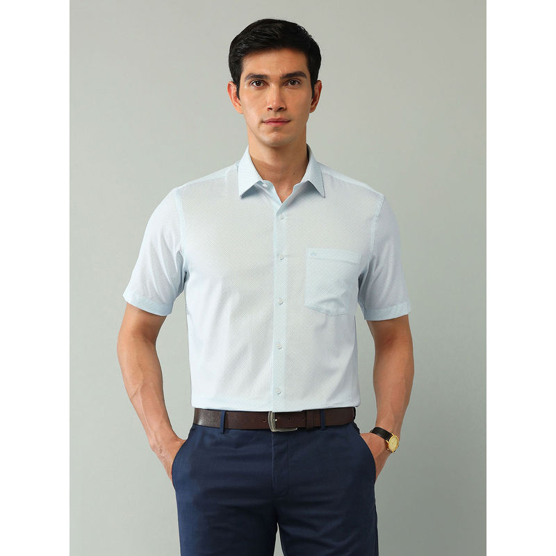 Arrow Geometric Green Half Sleeves Collar Neck Shirt (44)