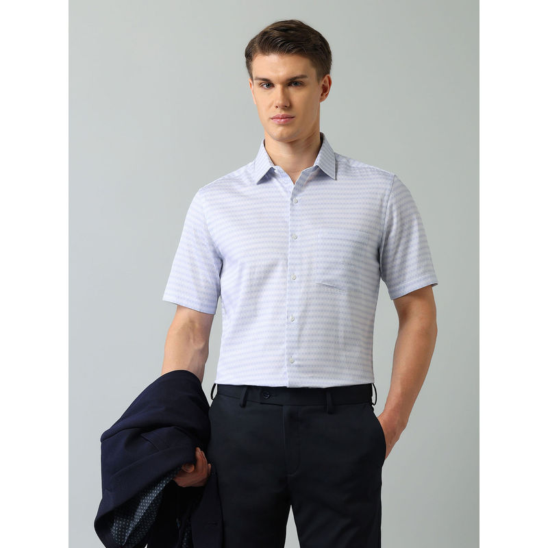 Arrow Geometric Blue Half Sleeves Collar Neck Shirt (40)